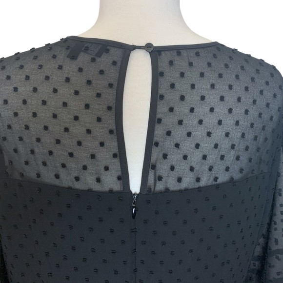 Eloquii Studio Tiered Ruffle Dress Black Swiss Dot Size 16 Plus Long Sleeve - Picture 12 of 12